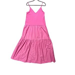 ZARA Barbie Pink poplin tiered Maxi Dress Blogger/influencer Fav SzL‎ 100%cotton